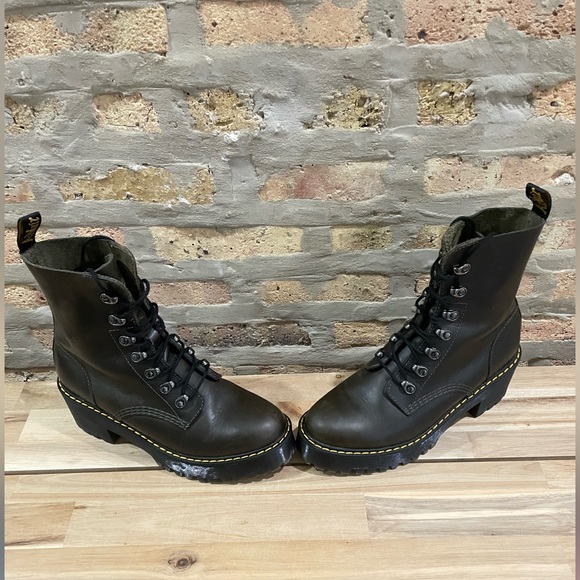 Dr. Martens Leona Platform Ankle Boots, Size 9, Dark Taupe - Picture 7 of 8